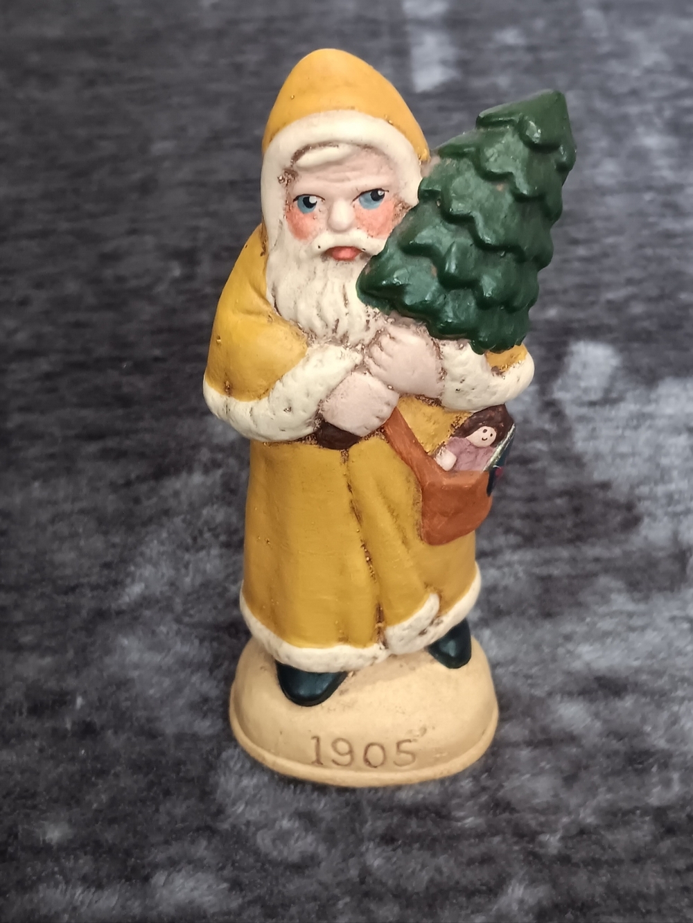 Vintage "1905" Santa, St. Nicholas Christmas Figurine Yellow Robe- Old World